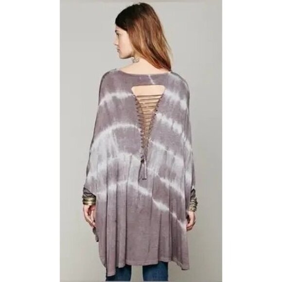 Vintage Gypsy Junkies Pink Tie Dyed Slit Weaved Dolman Sleeve Relaxed Tunic Top - Picture 1 of 16